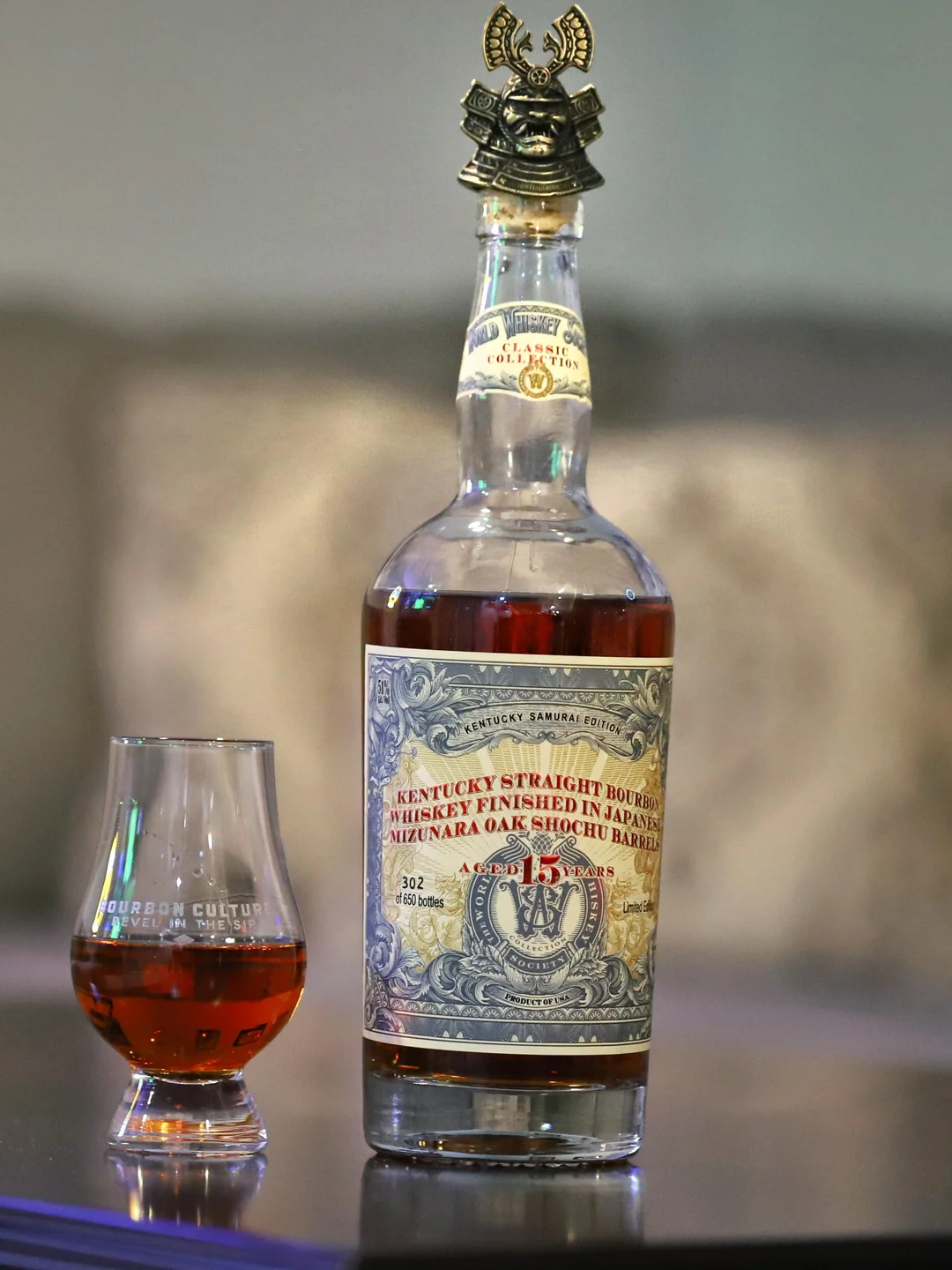 Shelf photo where World Whiskey Society Kentucky Samurai Edition 15 Year Old Kentucky Straight Bourbon Whiskey Finished in Japanese Mizunara Oak Shochu Barrels was spotted