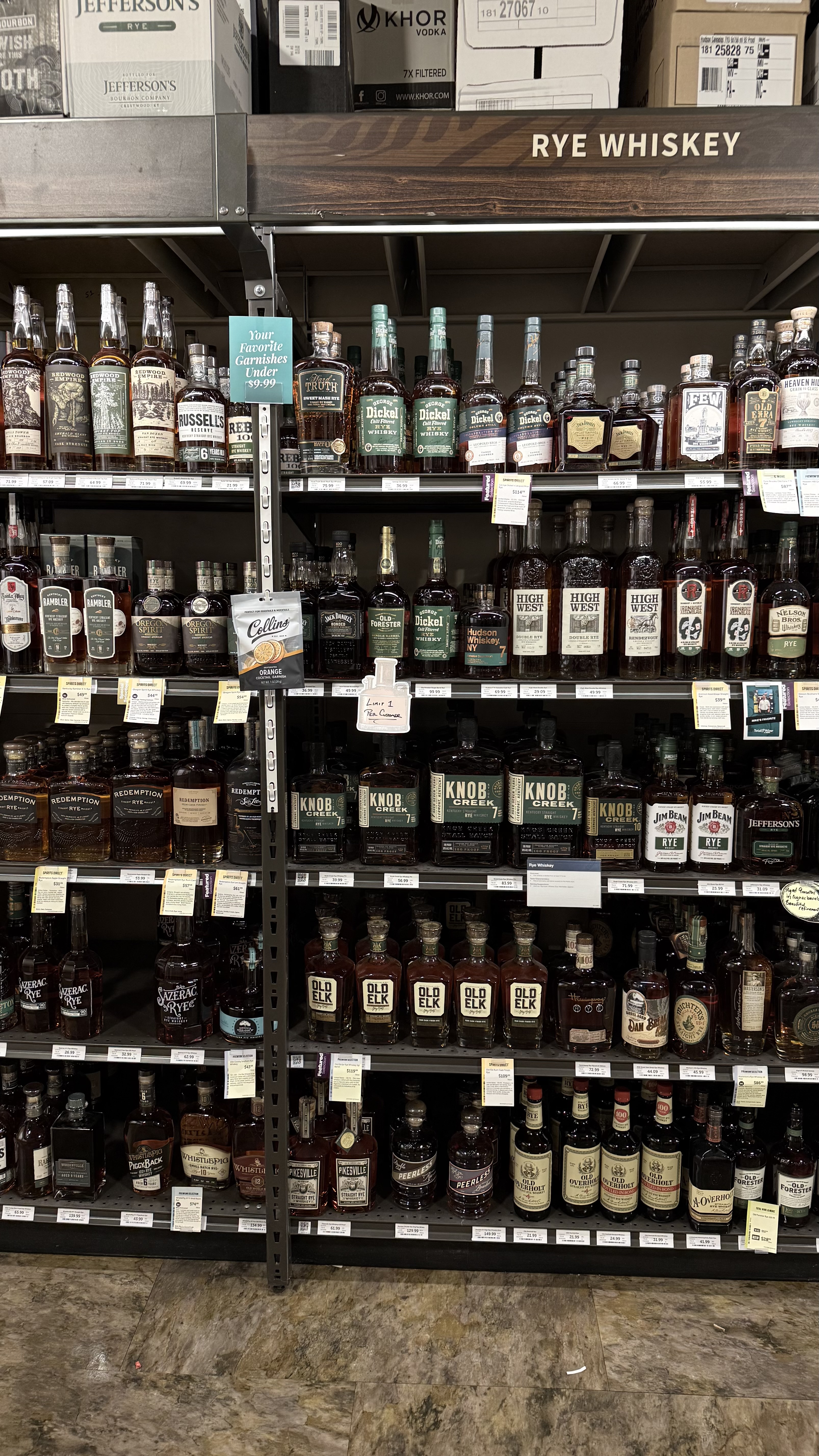 Shelf photo where Jack Daniel's Single Barrel Rye Barrel Proof was spotted