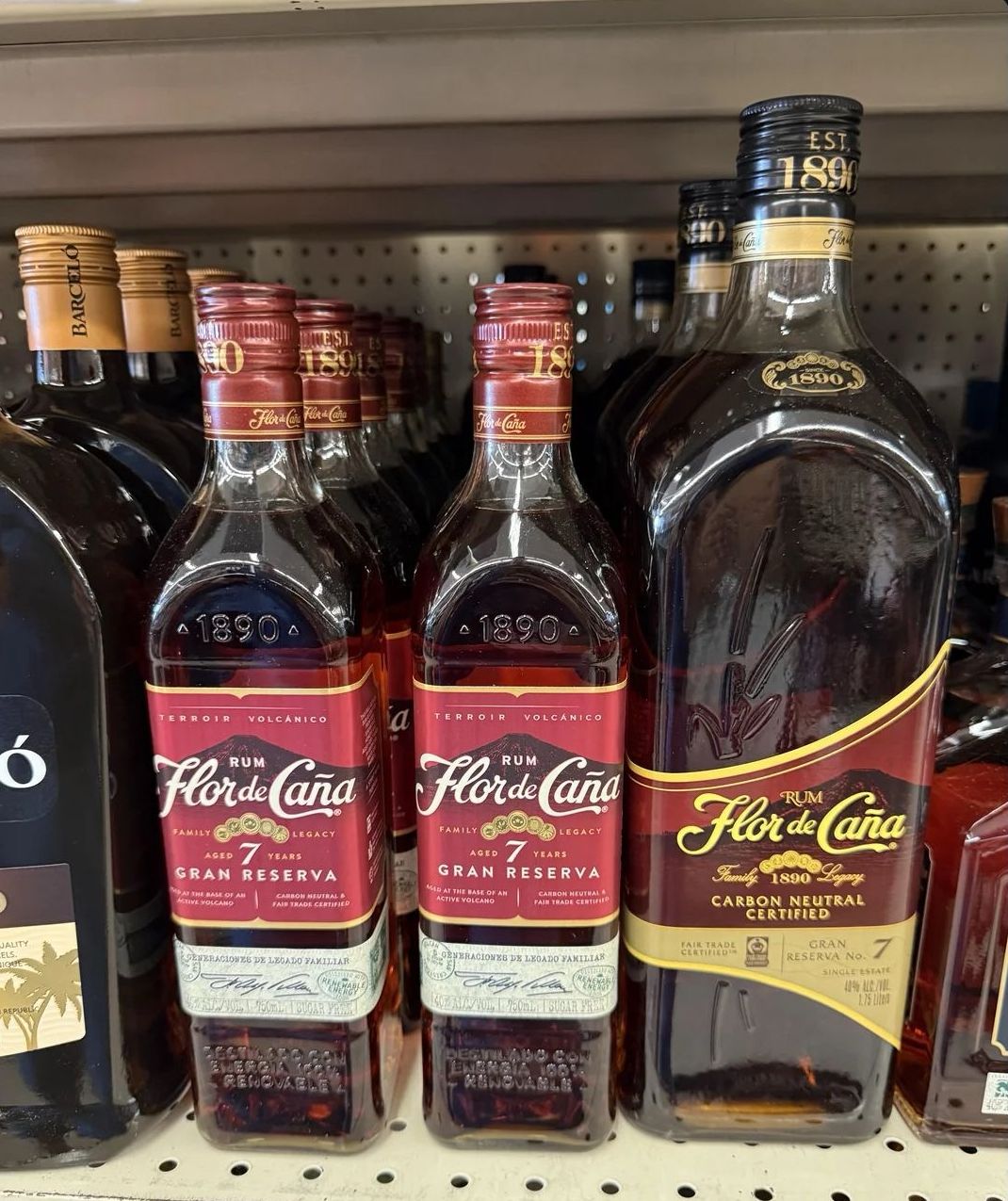 Full store shelf where Ron Barceló Añejo was spotted